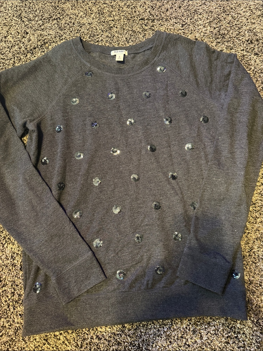 Old Navy Women's Charcoal Crewneck Sweater with Sequin Dots